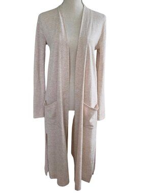 Abercrombie & Fitch Beige Oatmeal Knit Longline Duster Cardigan Pockets Small